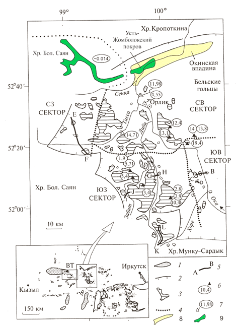 Рис 1 Карта Окинского плоск